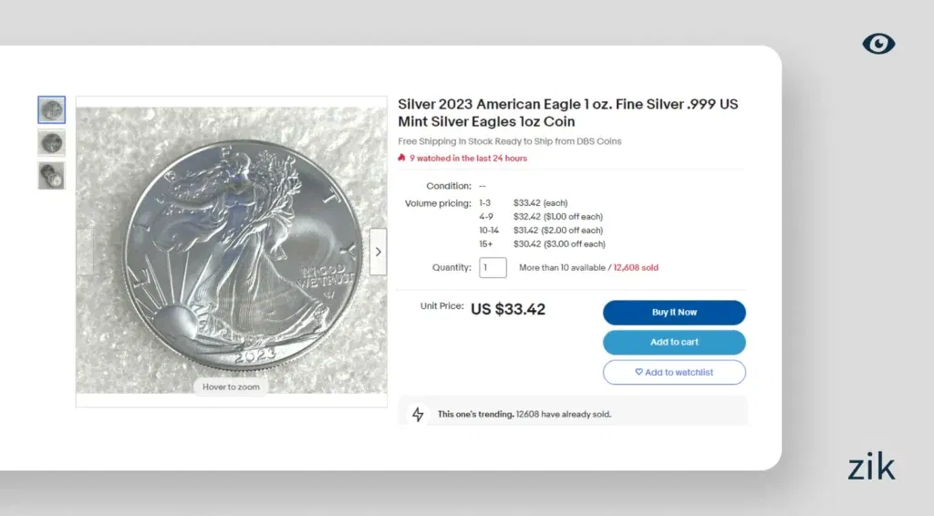 American Eagle 1 oz. Fine Silver .999 US Mint Silver Coin