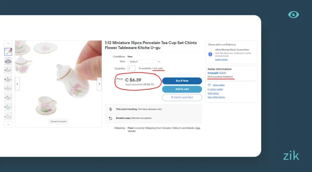 Miniature Porcelain Tea Cup Set