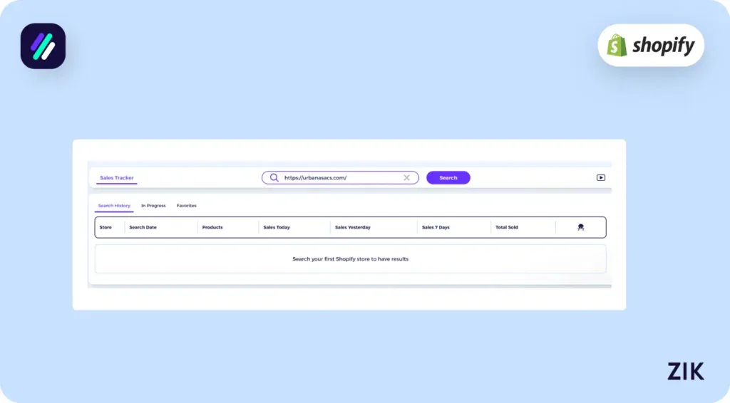 Paste the Shopify store URL