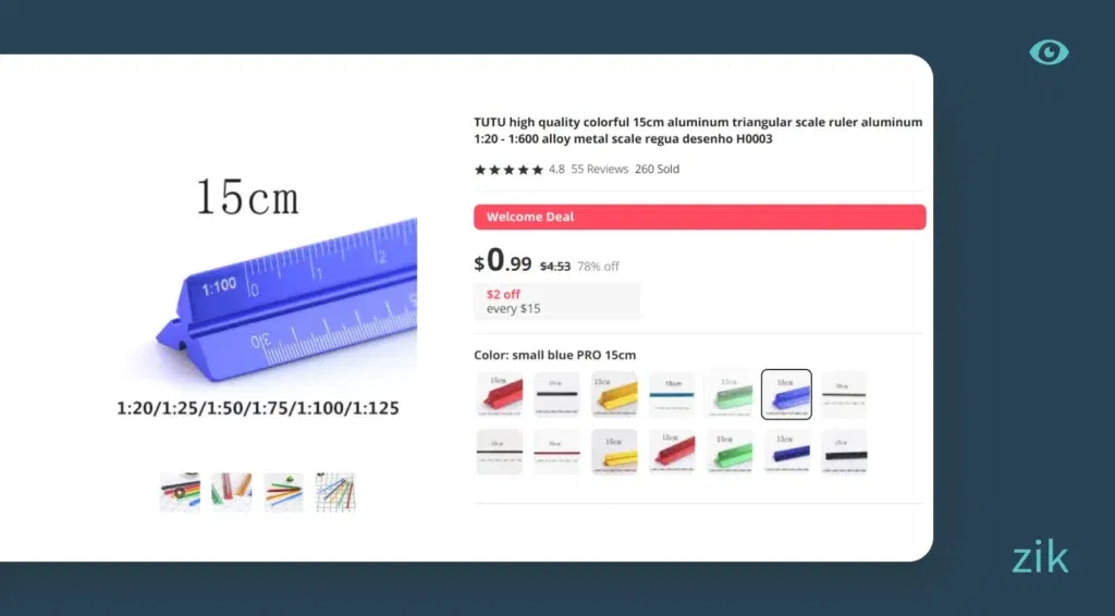 aliexpress product sample Aluminum Architect Triangular Ruler