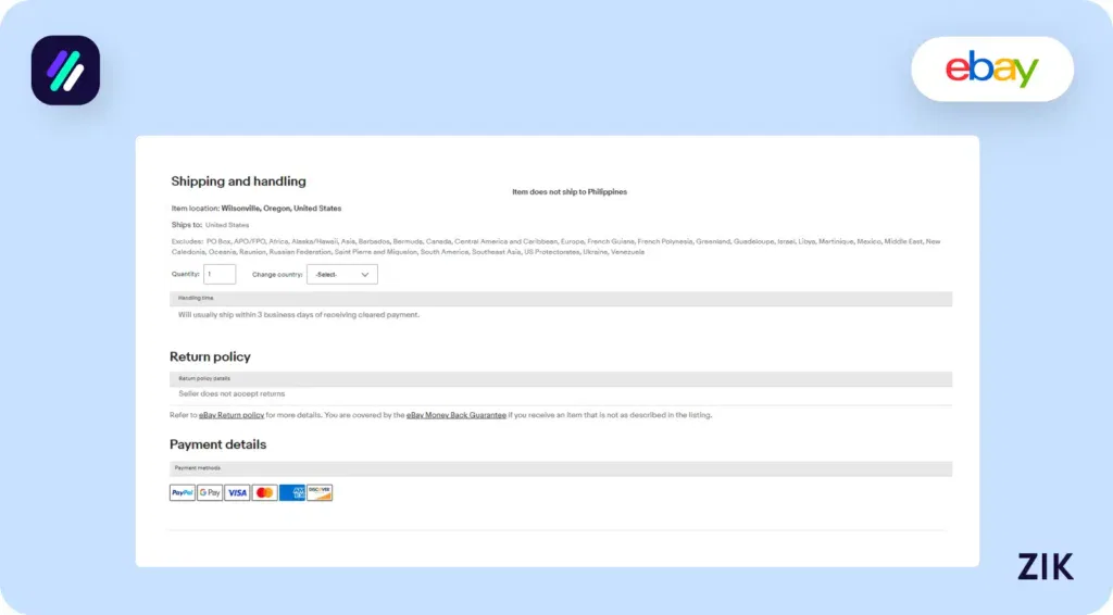 eBay Business Policies information