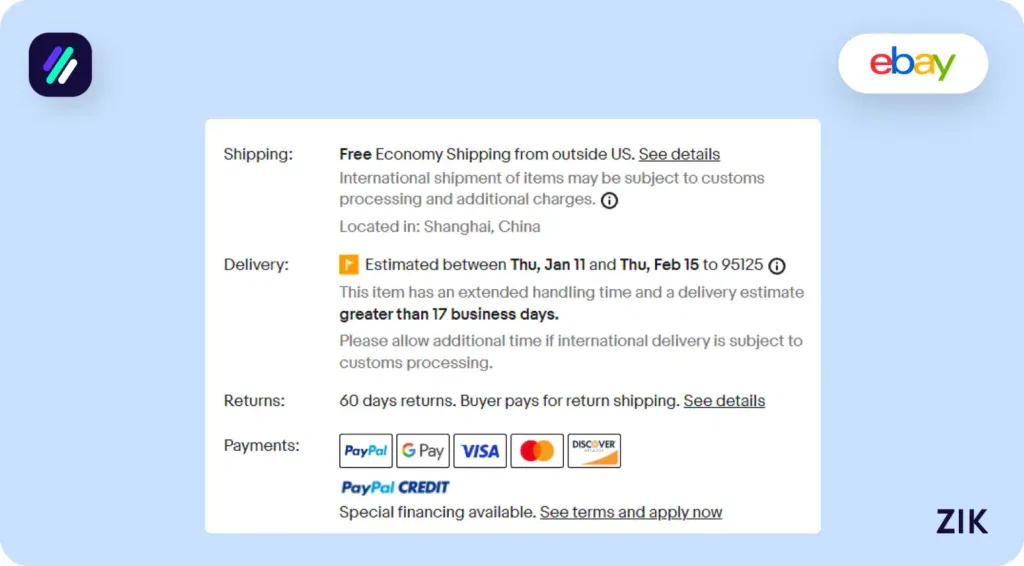 eBay Shipping Policy