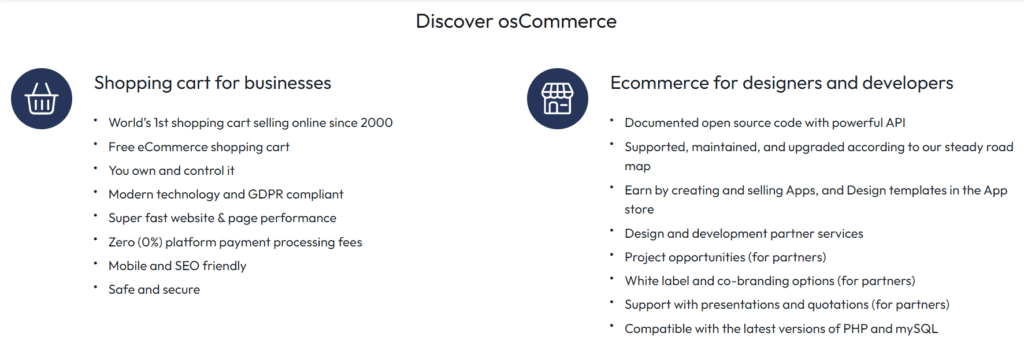 osCommerce Features