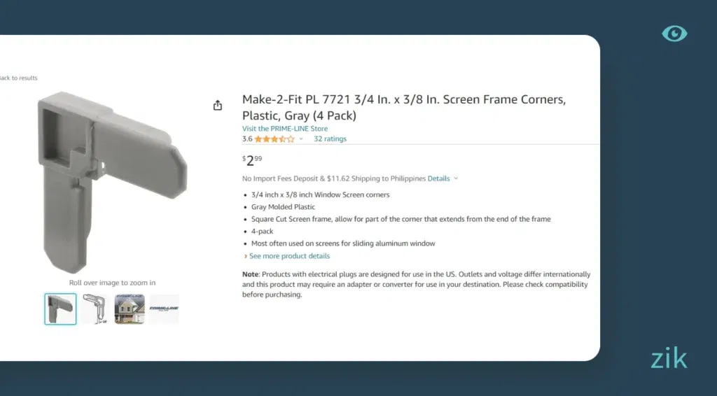 screen frame corners product sample