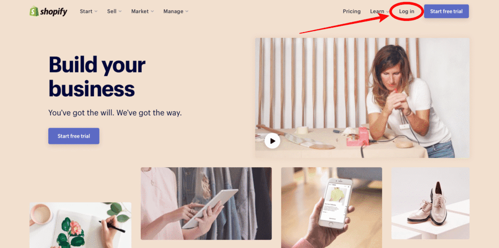 Log in to your store's account