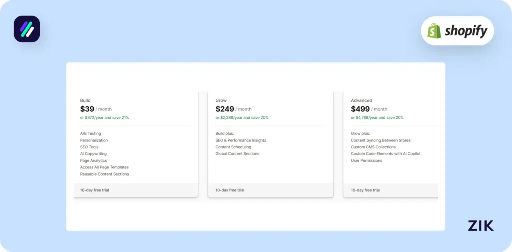 Shopify Page Builder Apps Shogun pricing