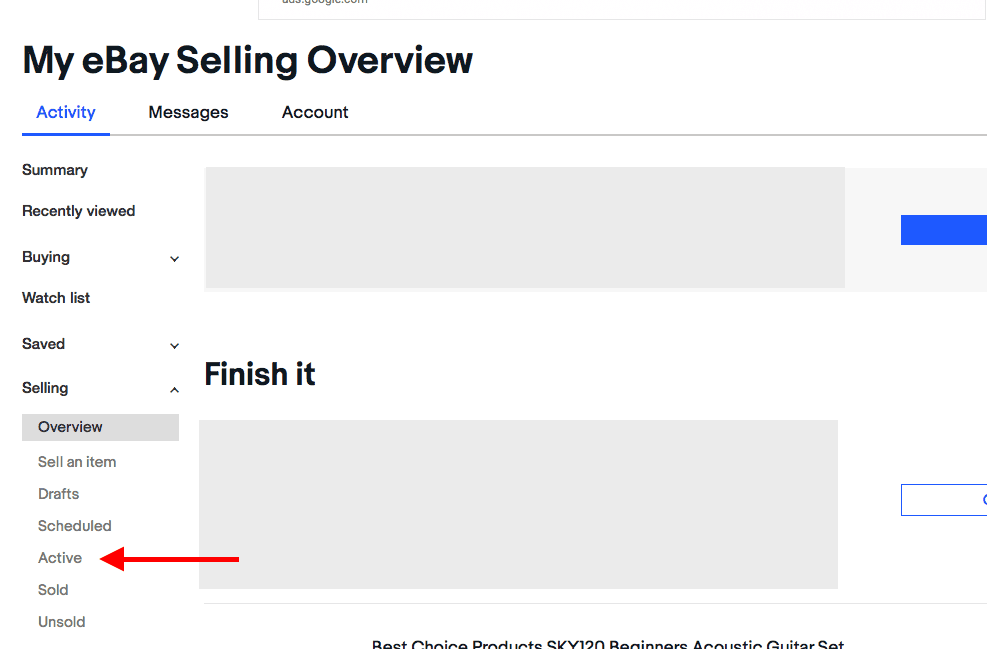 click “Active” to view your listed items
