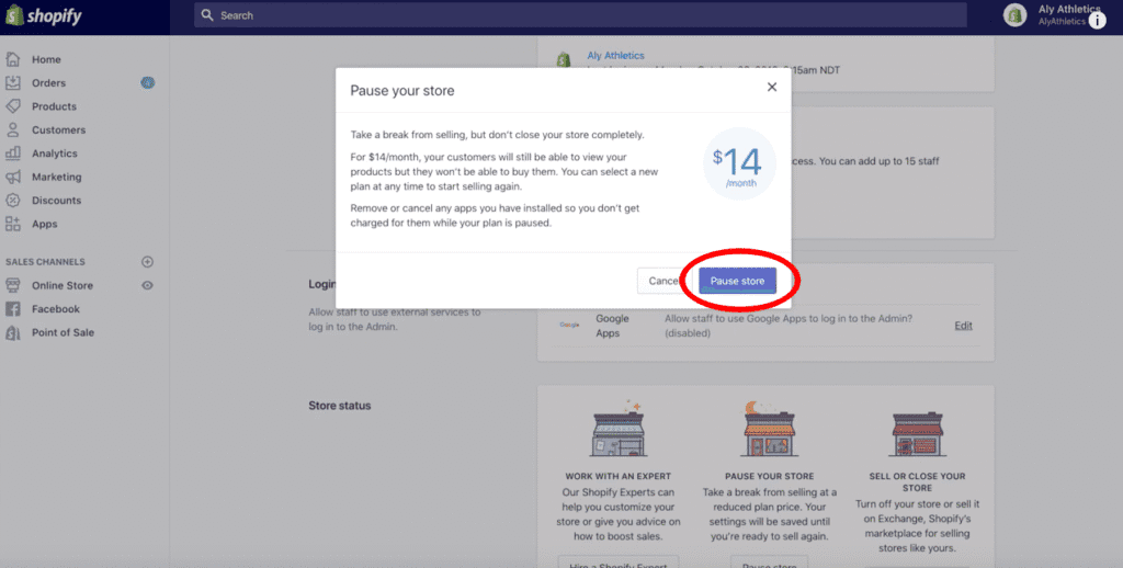click Pause Your Store