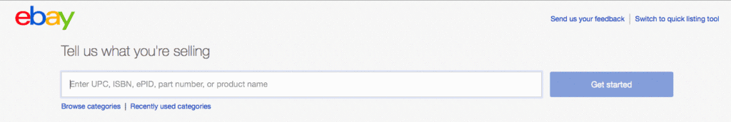 typing the name of the product you want to sell