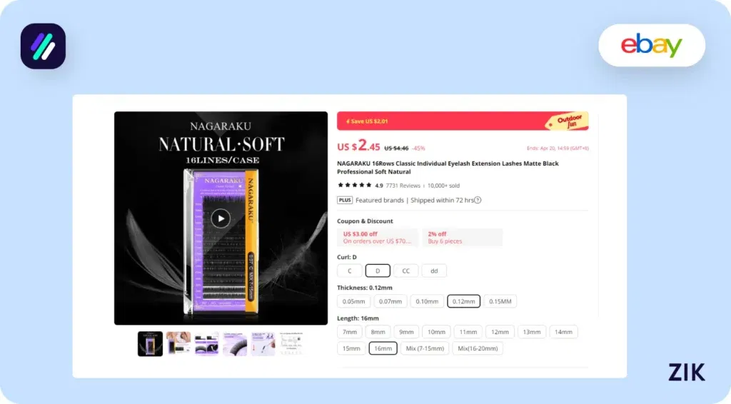 Aliexpress product is sold for $2.45