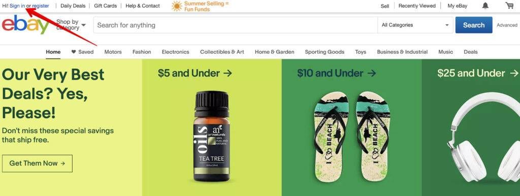 Go to the homepage and click on the “Sign In” text - how to block a buyer on eBay