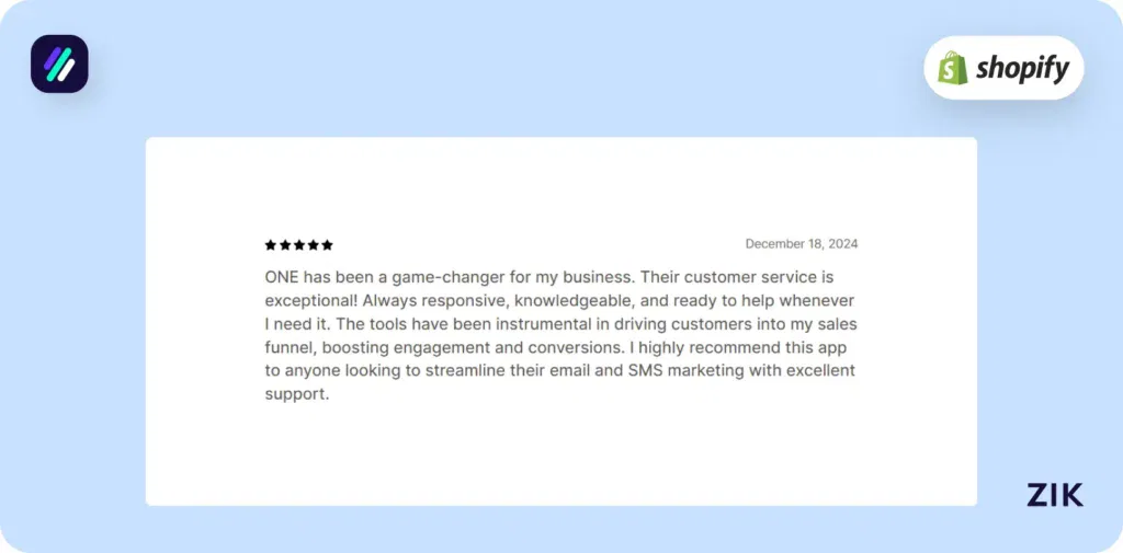 Shopify email apps ONE reviews