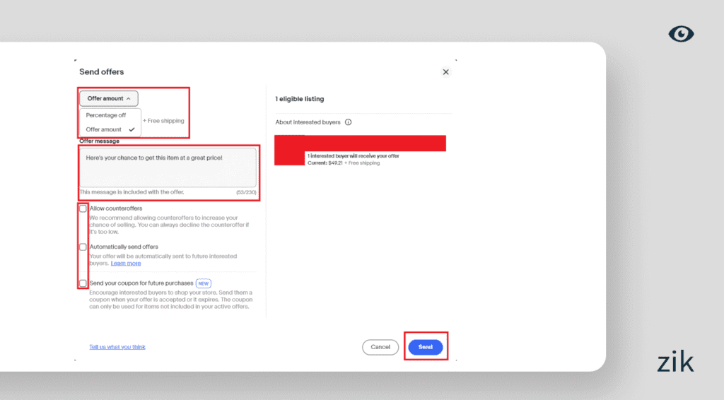 Specify your offer