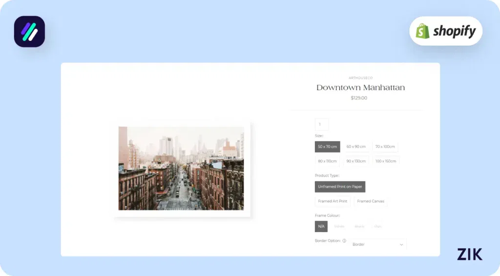 best-selling item is a print of Downtown Manhattan