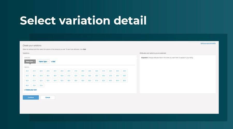 select variation detail