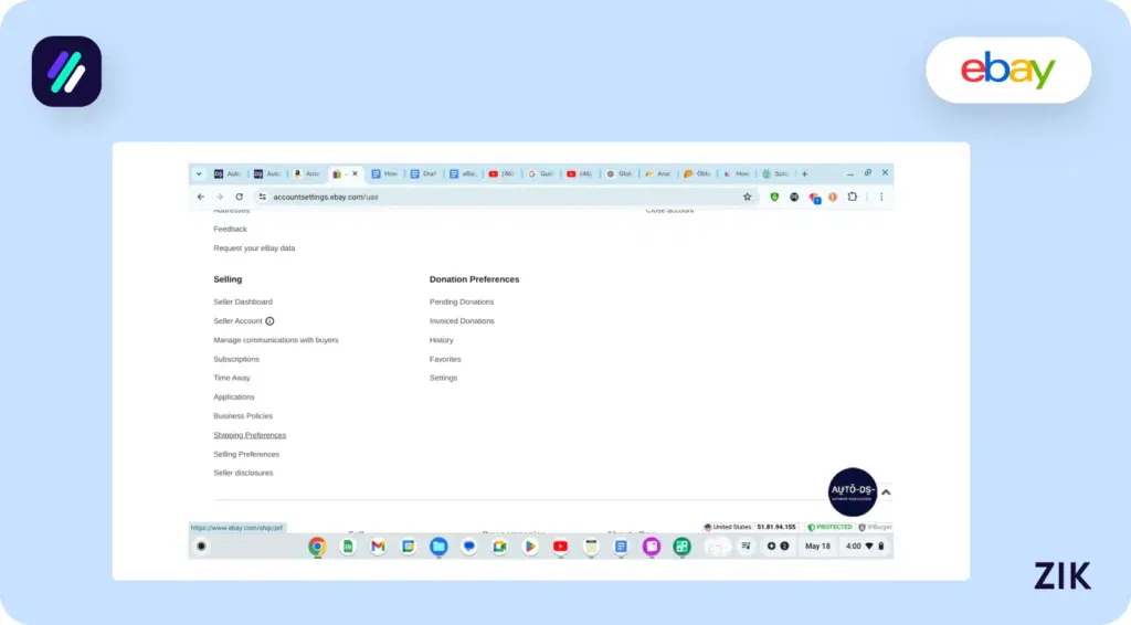 Check your shipping preferences