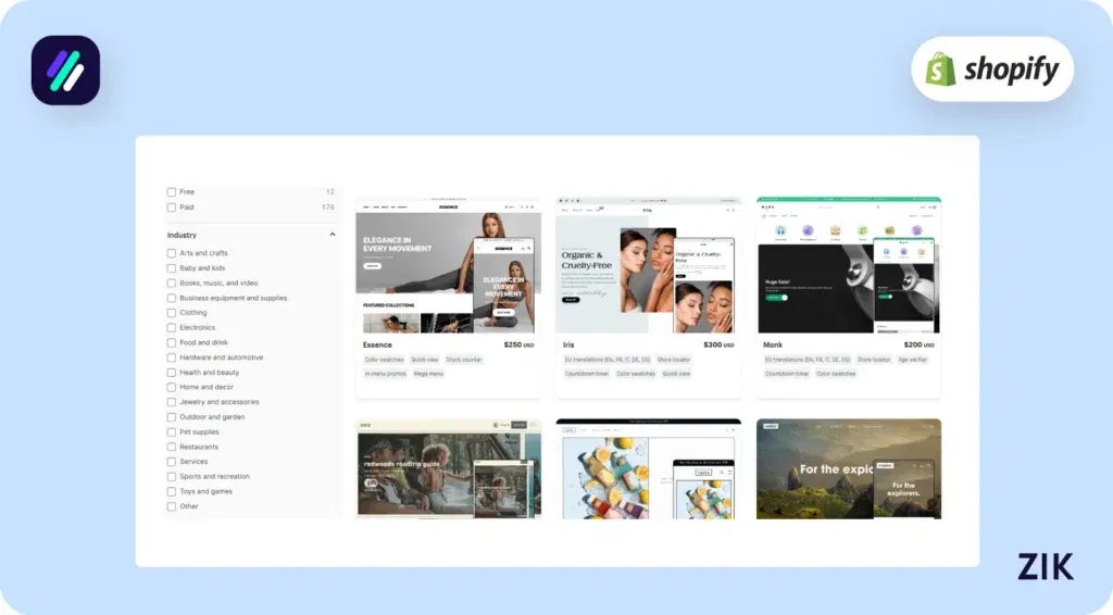 Choose a Shopify Theme