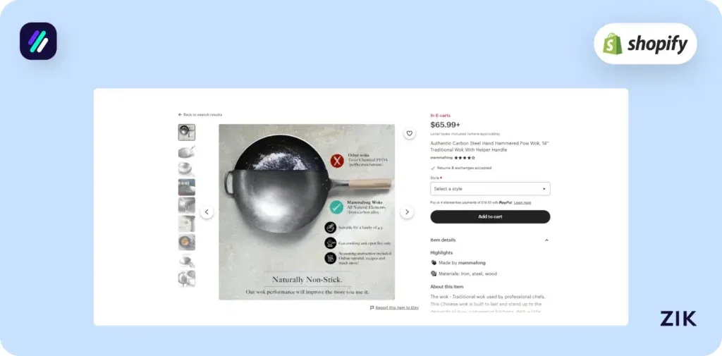 Etsy qualifies because it is listed for $65.99