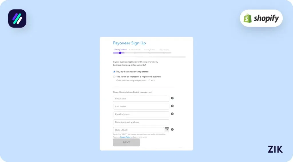 Fill out the necessary information