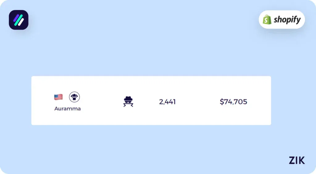 Shopify merchant Auramma