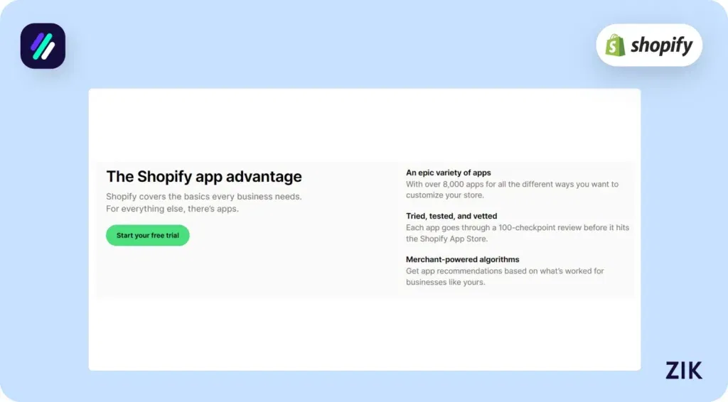 Shopify only integrates trusted third-party Shopify apps