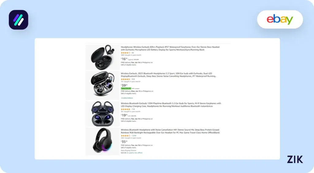 Zik Analytics Amazon Listings