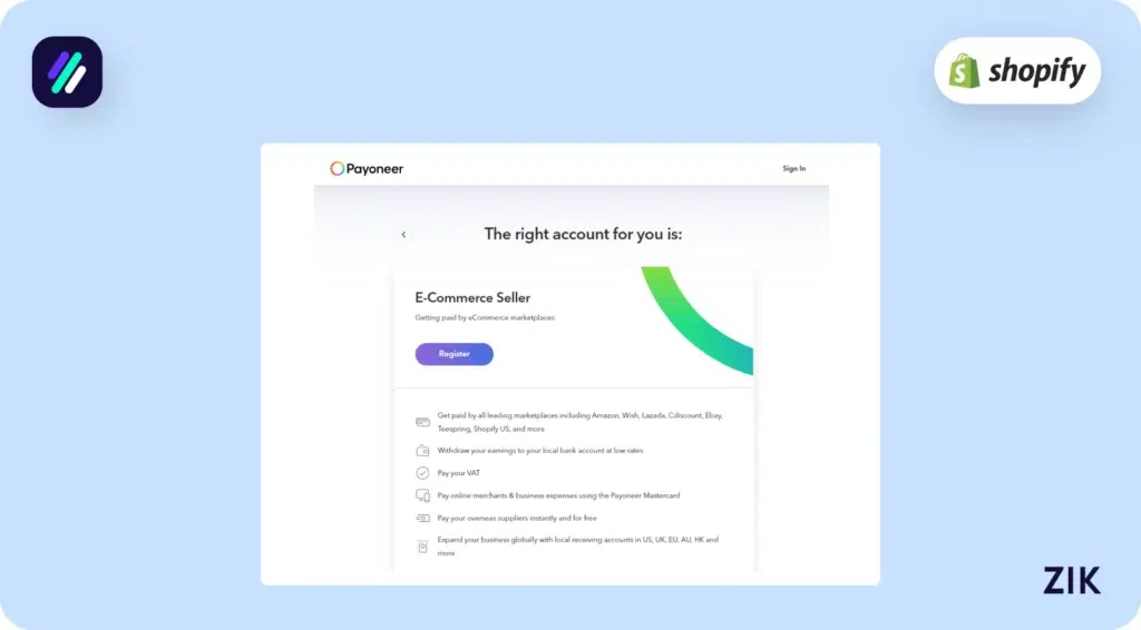 choose “E-Commerce Seller.”