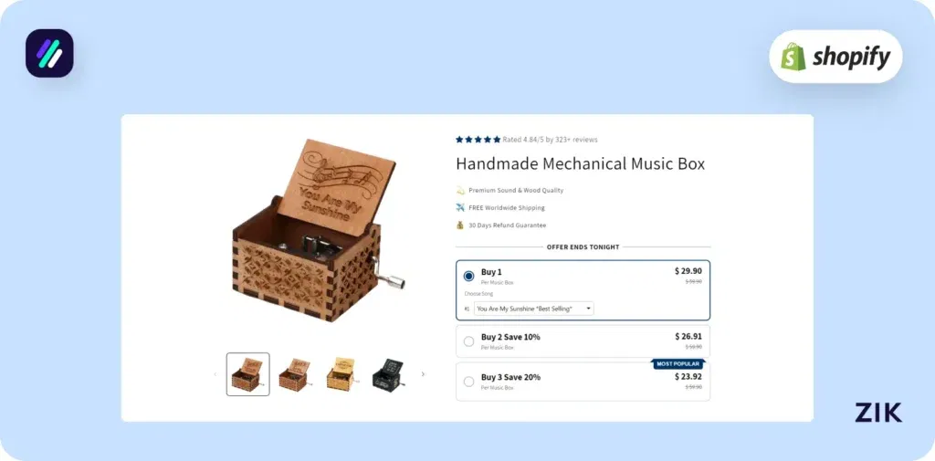 handmade mechanical music box