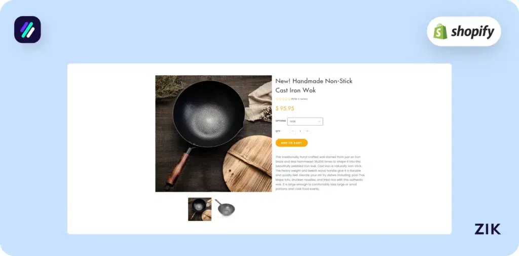 handmade non-stick cast iron