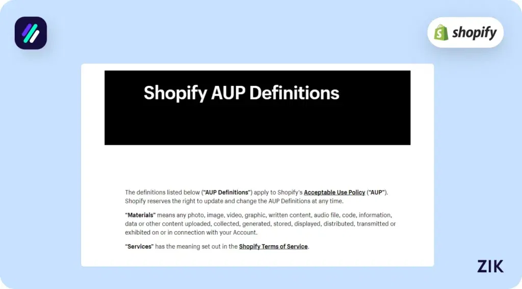 Acceptable Use Policy Shopify