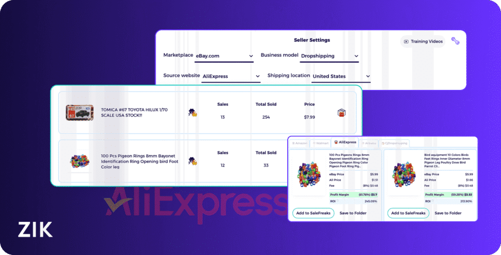 Best Aliexpress to eBay dropshipping tool ZIK Analytics