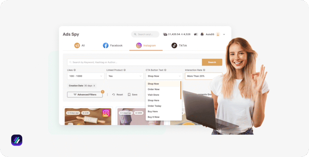 Best Instagram ad spy tools AutoDS
