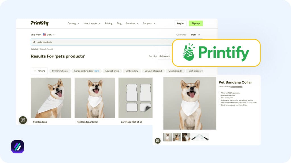 Best dropshipping supplier for pet supplies is Printify