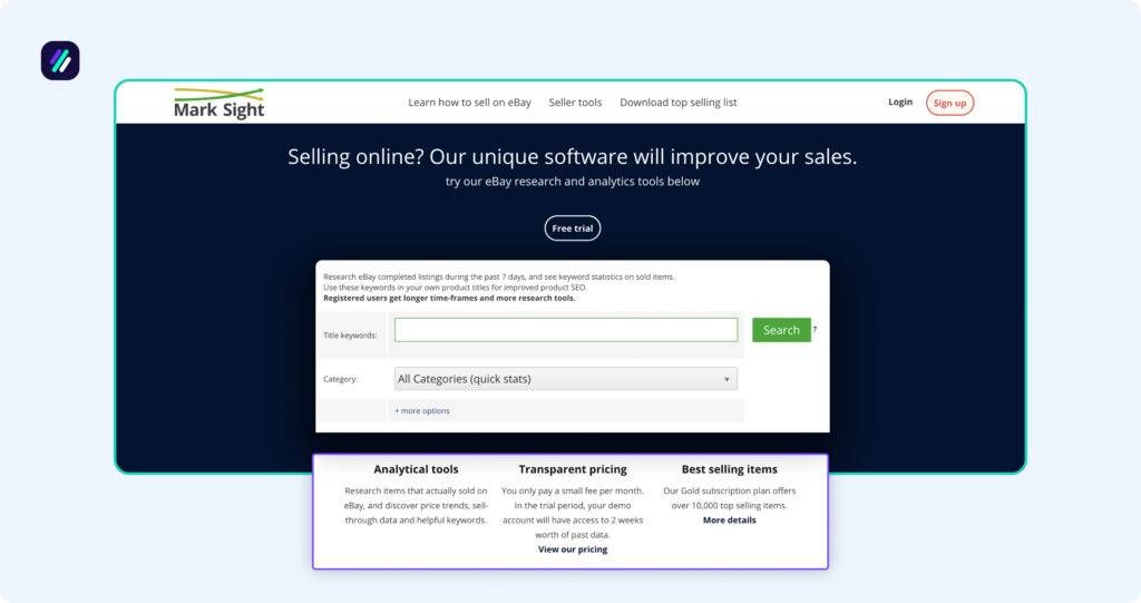Best eBay Sales Trackers MarkSight platform