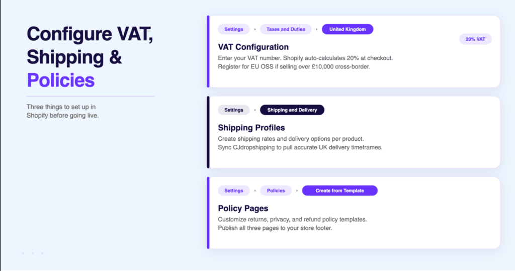 Configuring VAT and shipping for UK dropshipping