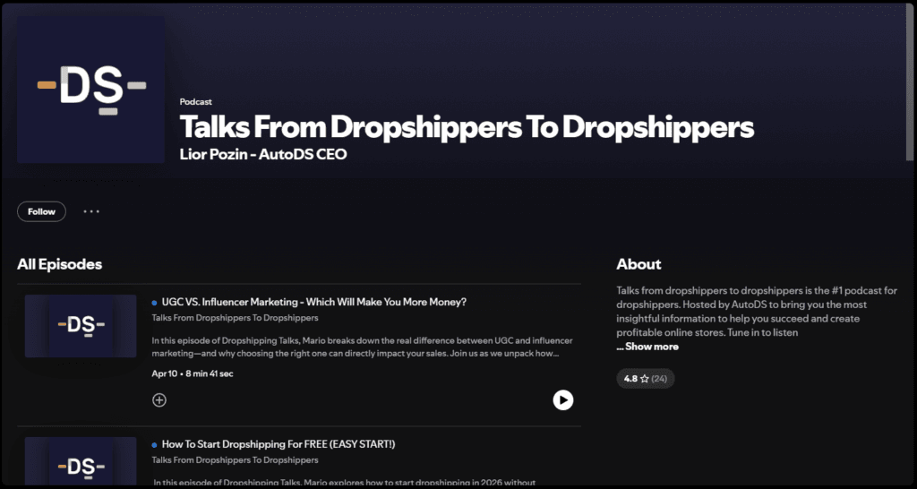 Drop Ship Lifestyle Podcast one of the dropshipping podcasts
