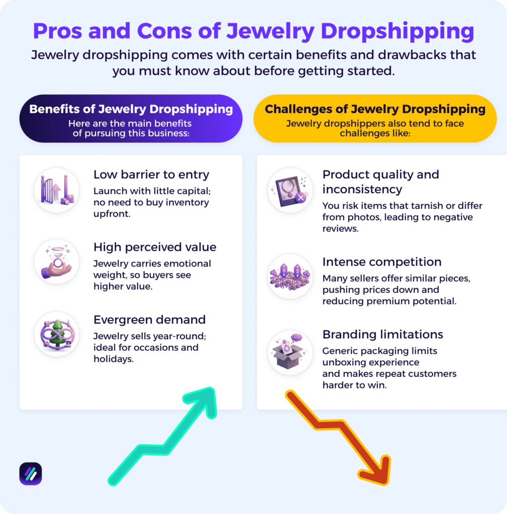 Pros and cons of dropshippping jewelry