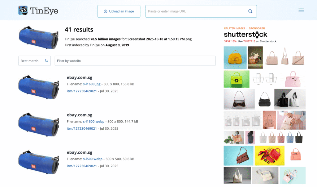 Tineye homepage to be reverse image search to AliExpress