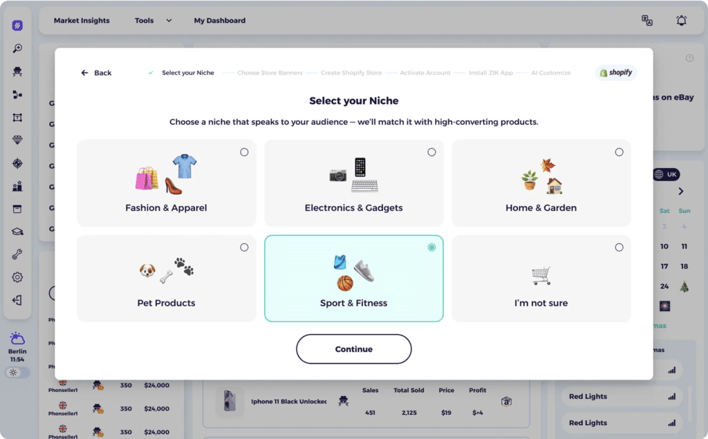 ZIK Analytics dropshipping website builders