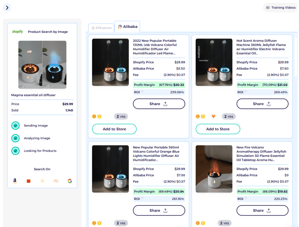 ZIK analytics supplier matching alibaba to shopify