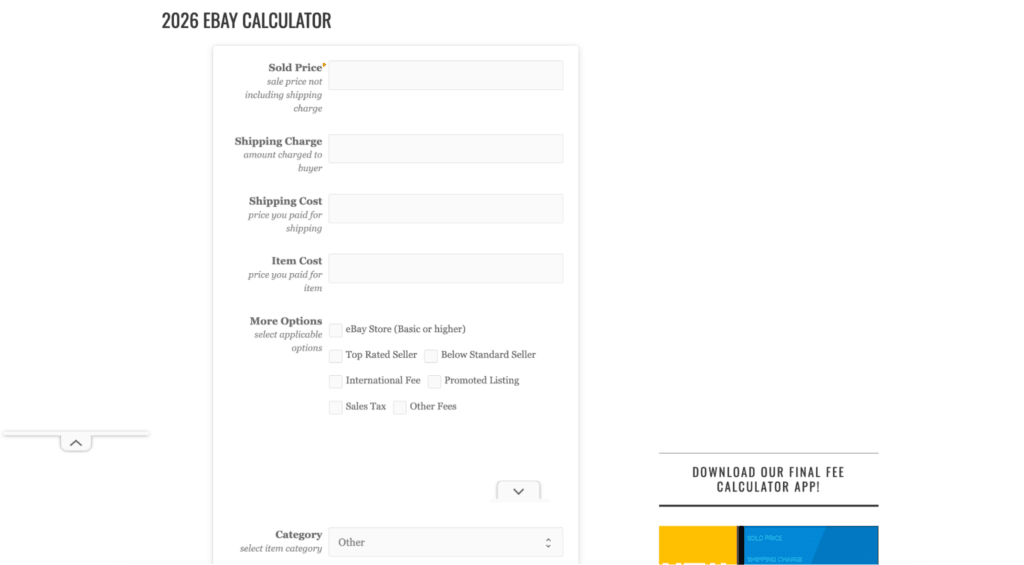 best eBay fee calculators finalfeecalc