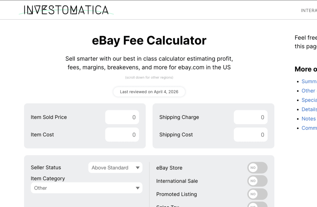 best eBay fee calculators investomatica