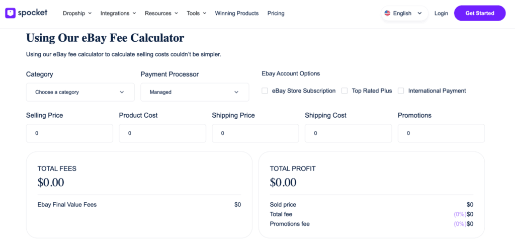 best eBay fee calculators spocket