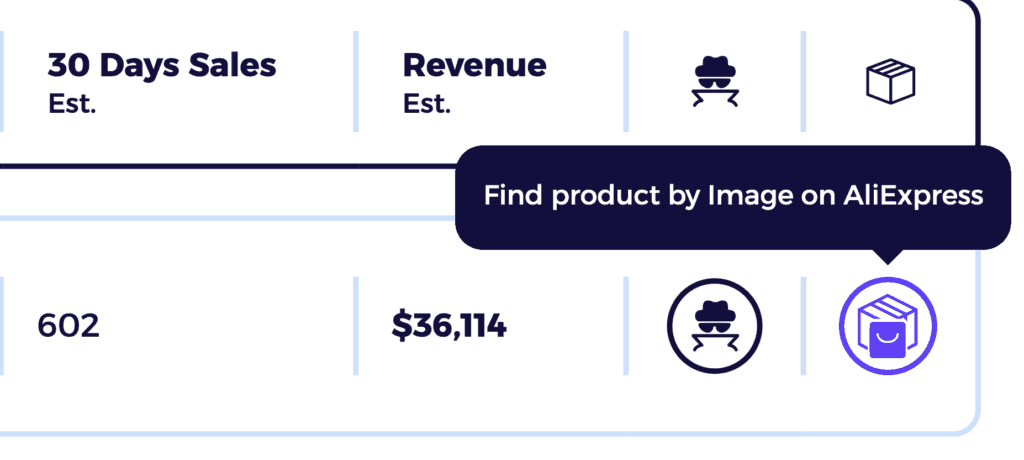 click aliexpress logo to find the potential aliexpress supplier of a product to assess profitability