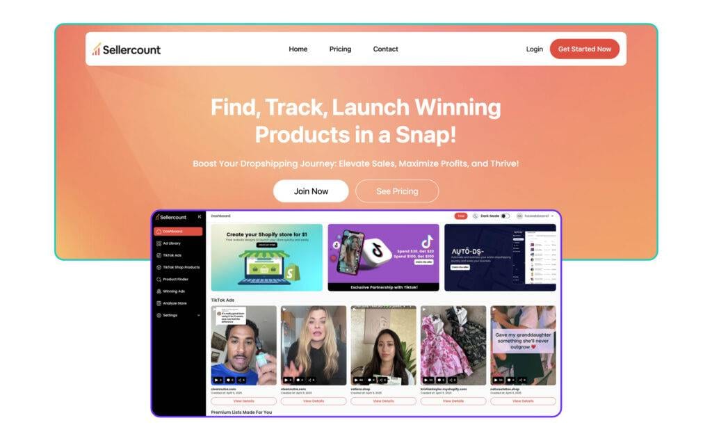 dropship.io alternatives and competitors Sellercount platform