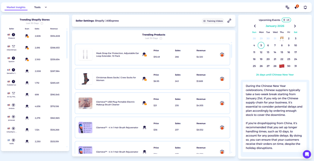 dropshipping tips in dropshipping product research using ZIK Analytics trending products section