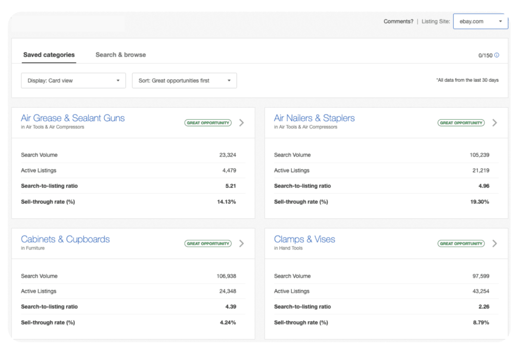 eBay Sourcing Insights identify sub-niches for amazon to ebay dropshipping