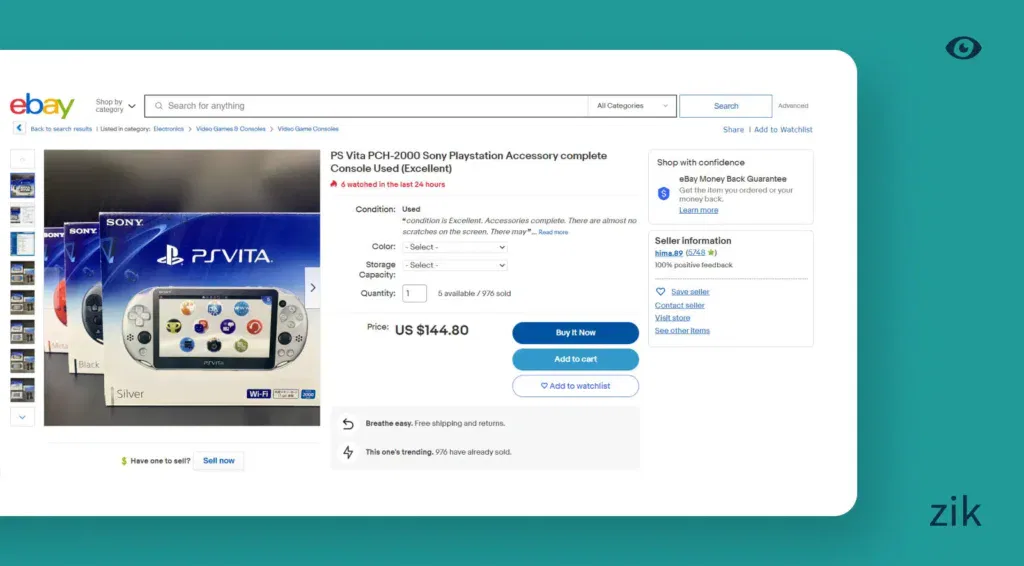 eBay listing format