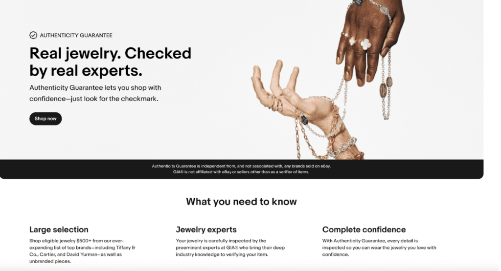 ebay jewelry authenticity guarantee