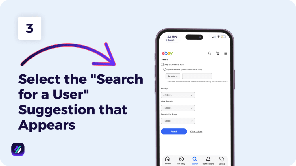ebay mobile app filters for finding specifc sellers